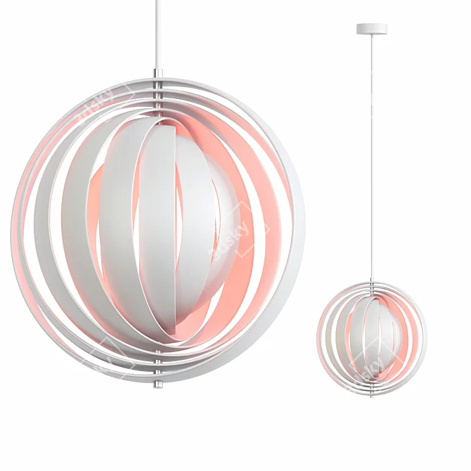 Elegant Swivel Ring Pendant Lamp 3D model image 2