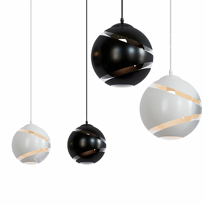 Nordic Round Glass Ball Pendant: Stylish E27 LED Hanging Lamp 3D model image 1