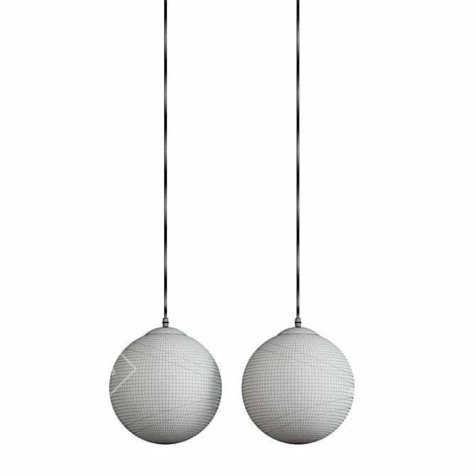 Nordic Round Glass Ball Pendant: Stylish E27 LED Hanging Lamp 3D model image 2
