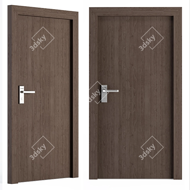 Elegant Steel and Dark Wood Door 3D model image 2