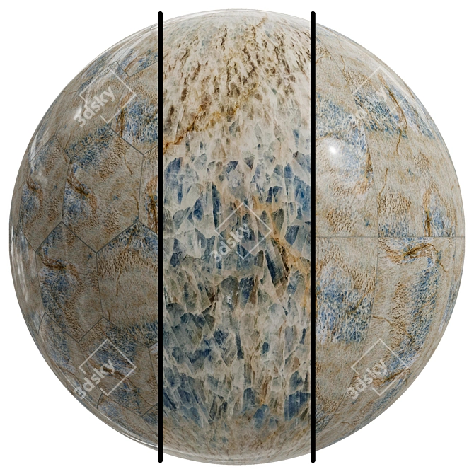 Blue Diamond Marble Slab Set | 3 Mat | 4K 3D model image 1