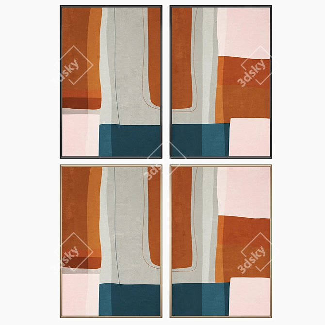 Elegant Art Set: 2 Paintings with 4 Frame Options 3D model image 2