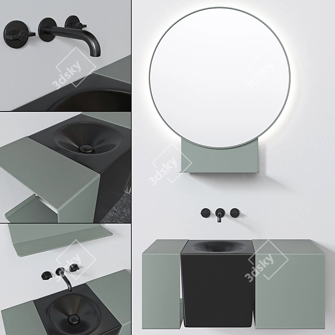 Scarabeo Fold Set: Sink, Mirror, Furniture 3D model image 2