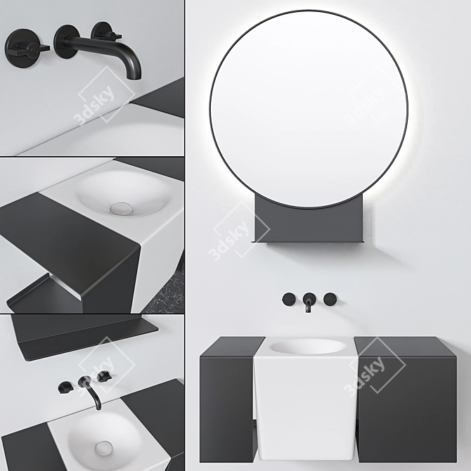 Scarabeo Fold Set: Sink, Mirror, Furniture 3D model image 3