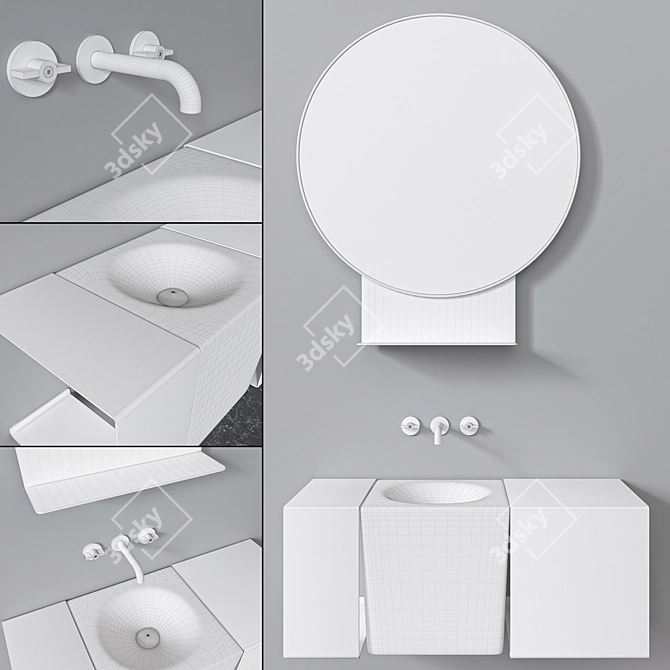 Scarabeo Fold Set: Sink, Mirror, Furniture 3D model image 4