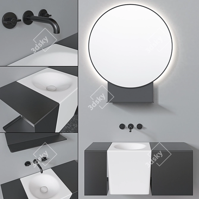 Scarabeo Fold Set: Sink, Mirror, Furniture 3D model image 7