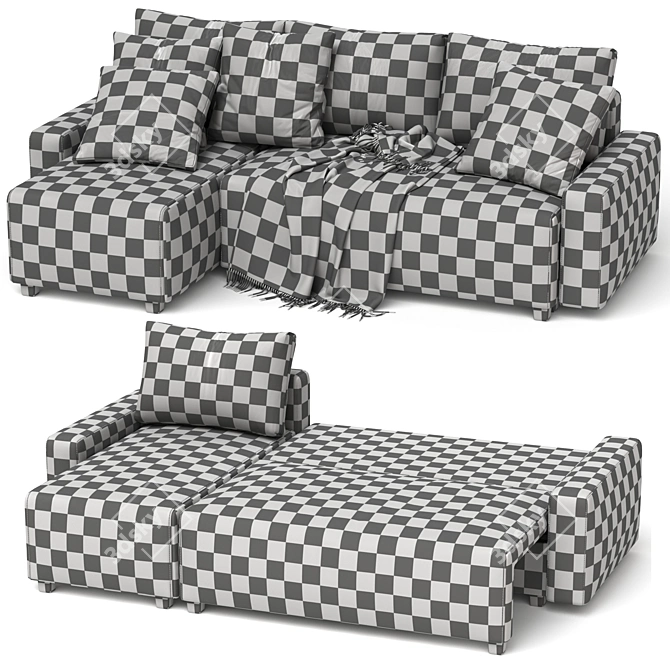 Sophisticated Grey Sofa with Plaid 3D model image 7