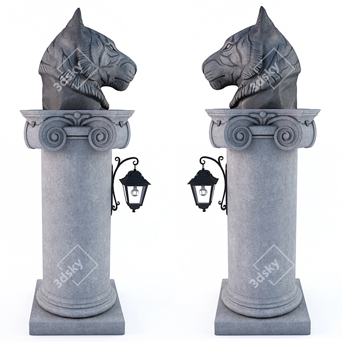  Majestic Tiger Lantern Column 3D model image 2