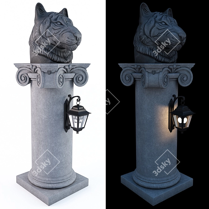  Majestic Tiger Lantern Column 3D model image 4