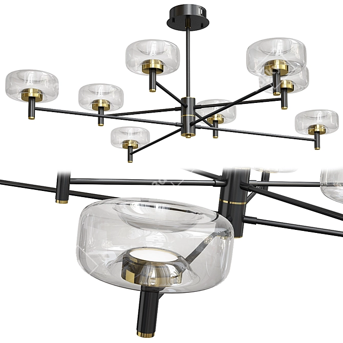 Sleek Black Sputnik Chandelier: Modern Aluminum Hanging Lamp 3D model image 1
