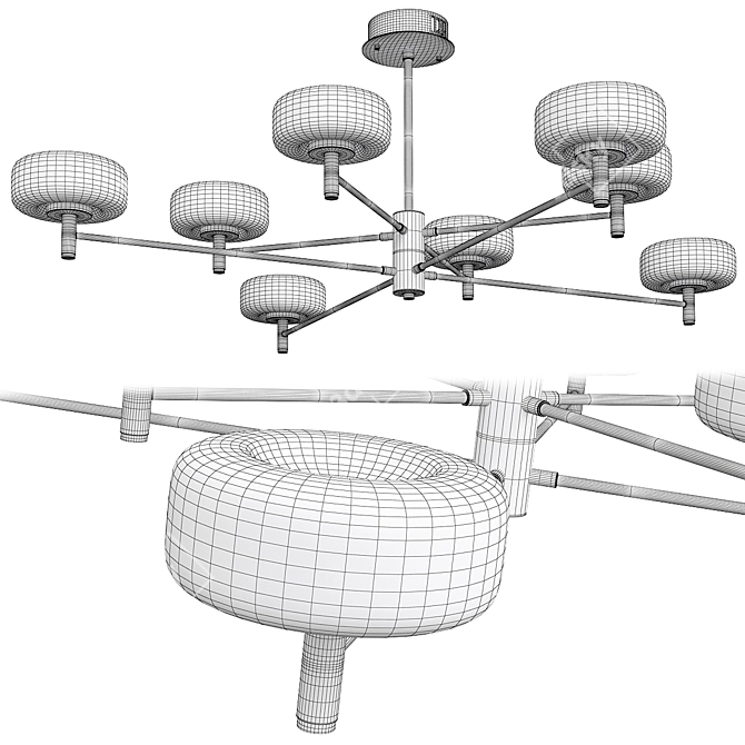 Sleek Black Sputnik Chandelier: Modern Aluminum Hanging Lamp 3D model image 2