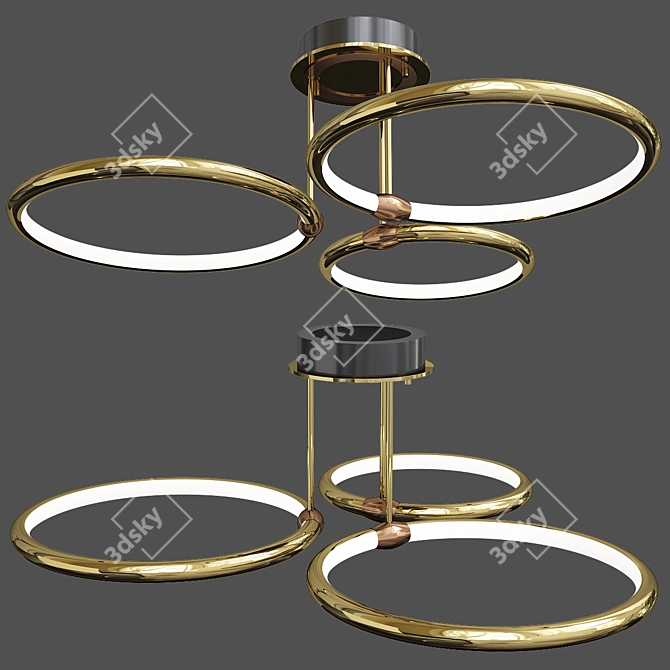 Modern LED Pendant: Metal Ring Shaped Lighting 3D model image 1