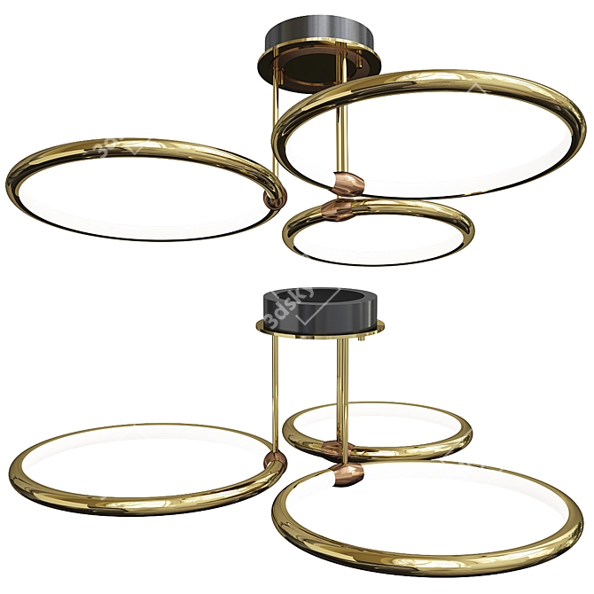 Modern LED Pendant: Metal Ring Shaped Lighting 3D model image 2