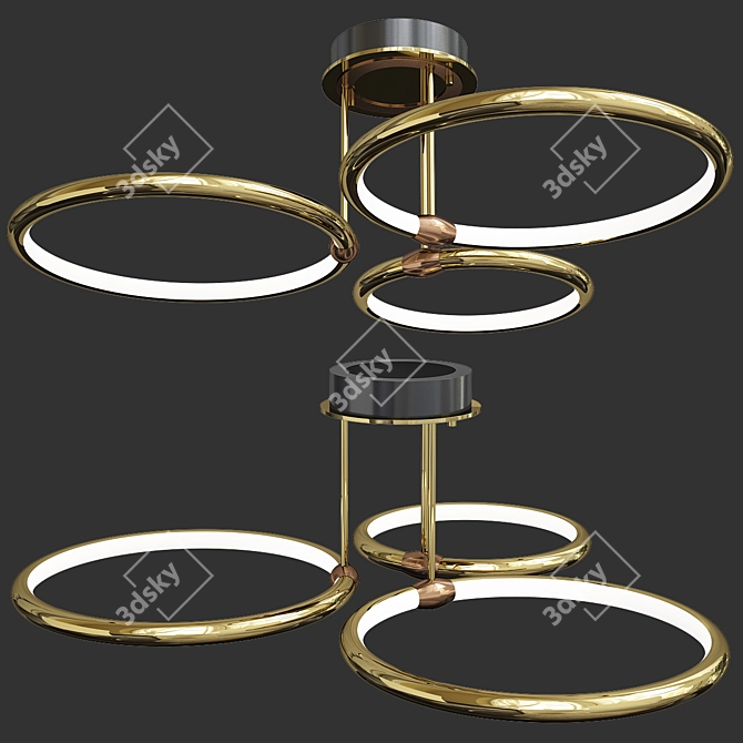 Modern LED Pendant: Metal Ring Shaped Lighting 3D model image 3