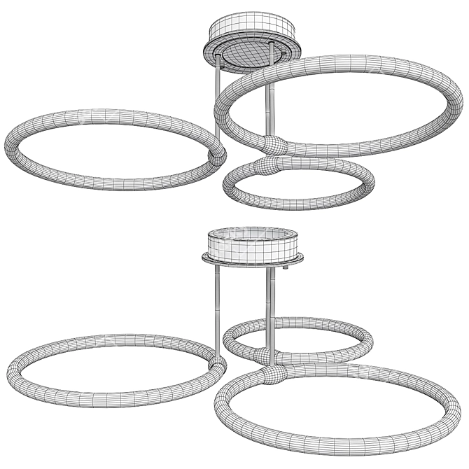 Modern LED Pendant: Metal Ring Shaped Lighting 3D model image 4