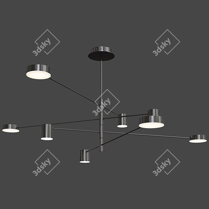 Modern Metal LED Starburst Chandelier 3D model image 2