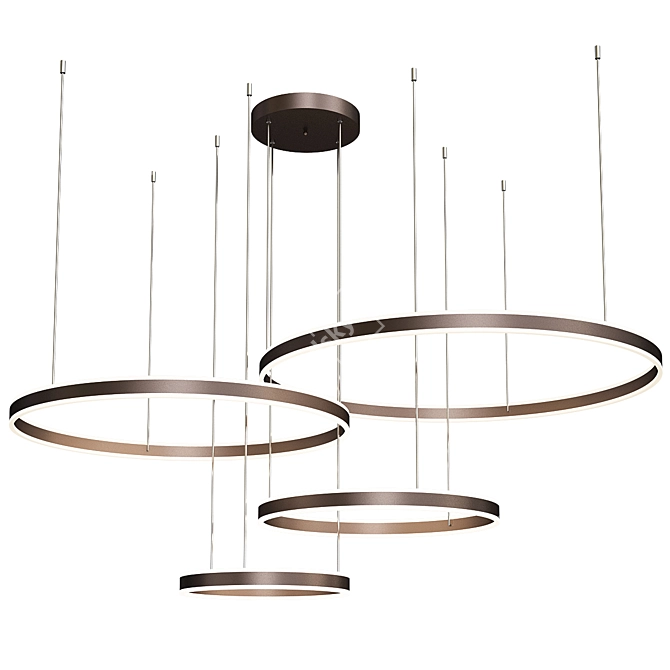 Modern Coffee Rings LED Chandelier 3D model image 1