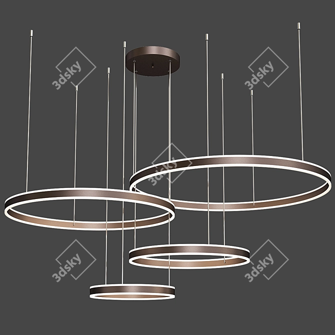 Modern Coffee Rings LED Chandelier 3D model image 2