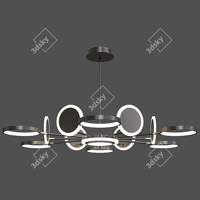 Nordic Metal Circle Chandelier: Sleek LED Pendant 3D model image 2