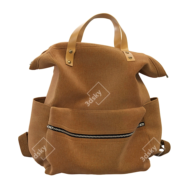 Camel Brown Bag - Stylish and Spacious Handbag 3D model image 2