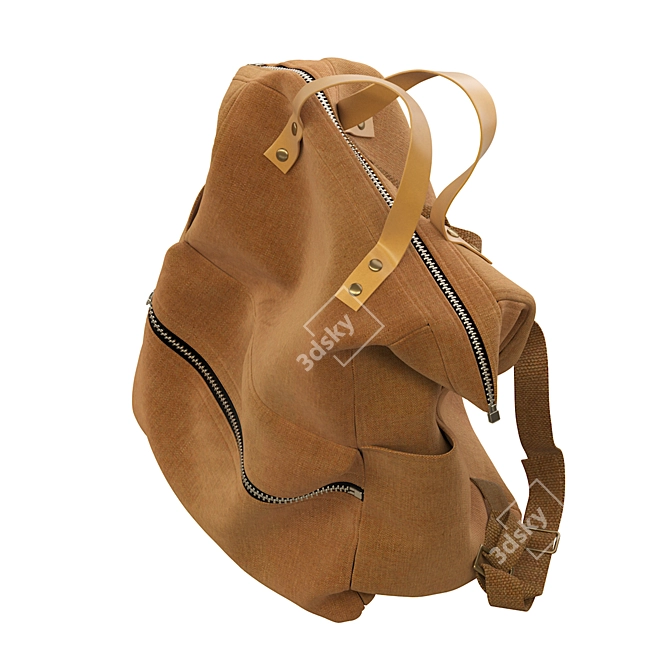Camel Brown Bag - Stylish and Spacious Handbag 3D model image 5