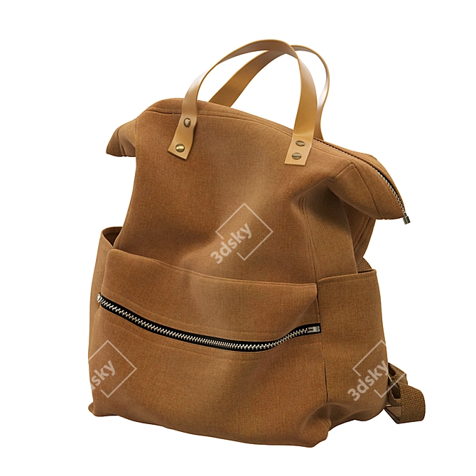 Camel Brown Bag - Stylish and Spacious Handbag 3D model image 6