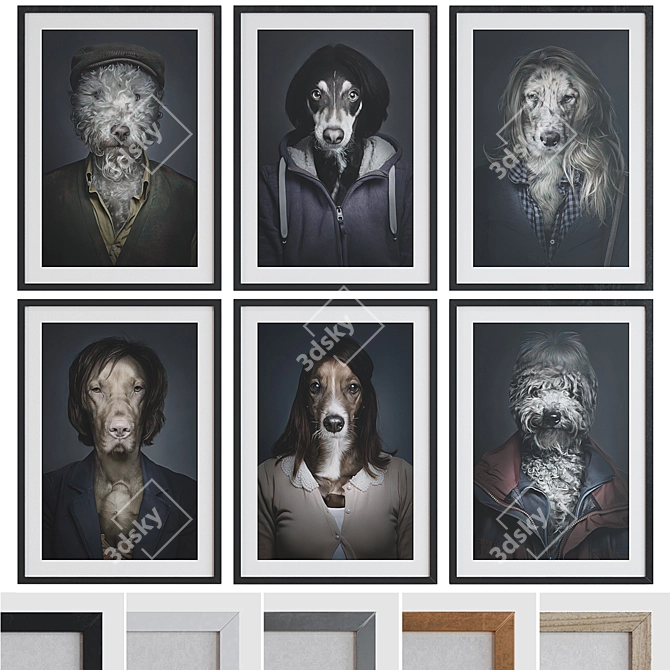 Abstract Portraits Dog Picture Frames 3D model image 1