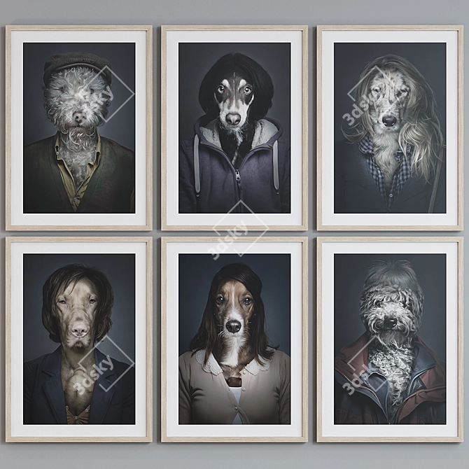 Abstract Portraits Dog Picture Frames 3D model image 3