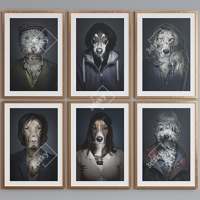 Abstract Portraits Dog Picture Frames 3D model image 4