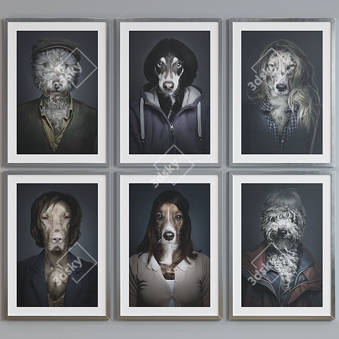 Abstract Portraits Dog Picture Frames 3D model image 5