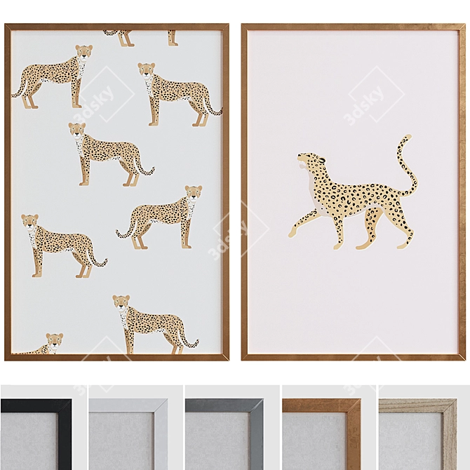 Safari Print Photo Frame Set 3D model image 1