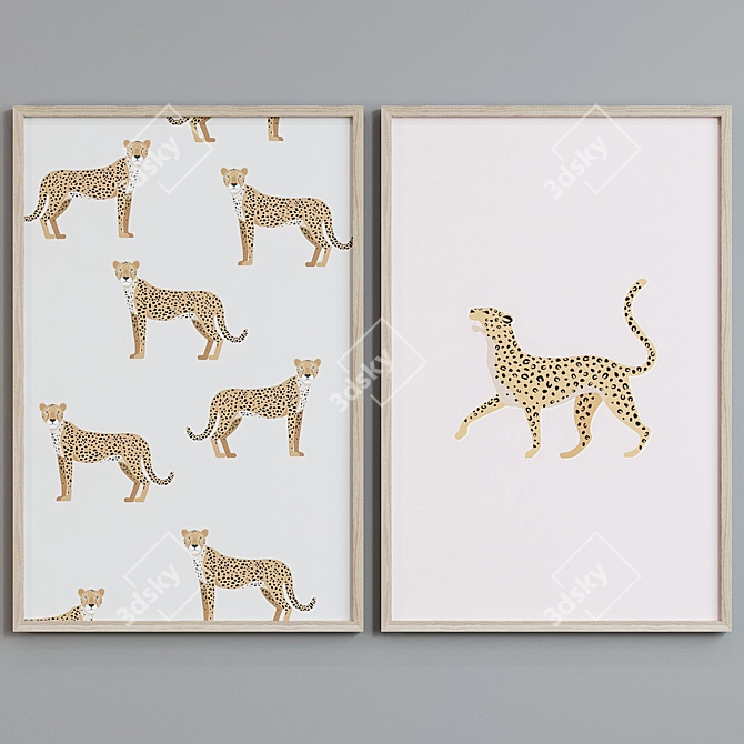 Safari Print Photo Frame Set 3D model image 2