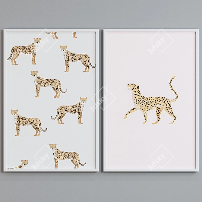 Safari Print Photo Frame Set 3D model image 3