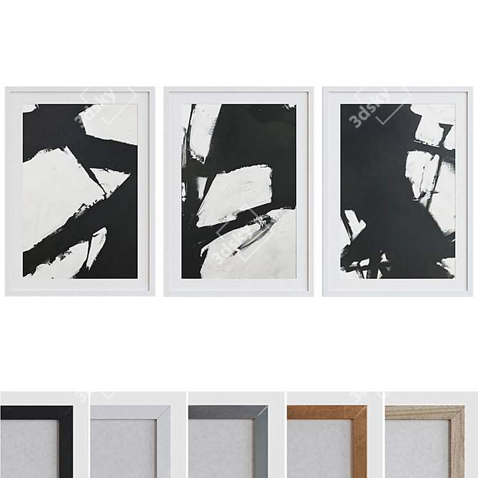 Modern Abstract Picture Frame Set 3D model image 1