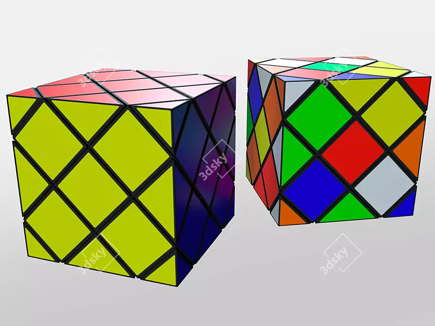 Polyhedral Cube: 6 High-Quality Textured Faces 3D model image 2