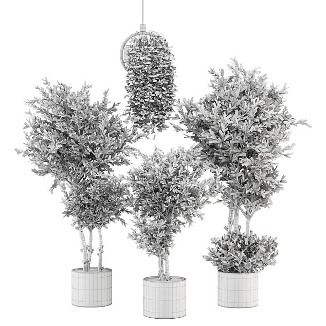 Modern Indoor Plants Set - Ferm Living Bau Pot 3D model image 6