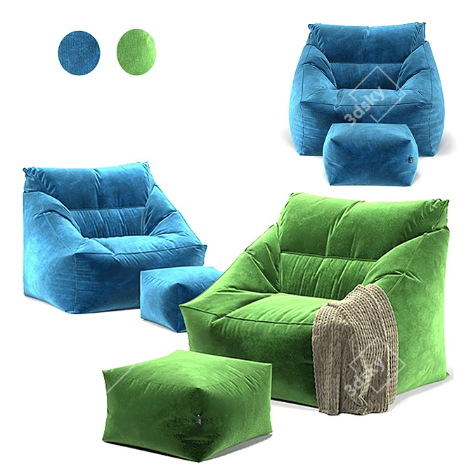 Cozy Comfort: Bean Bag Icon Milano 3D model image 2