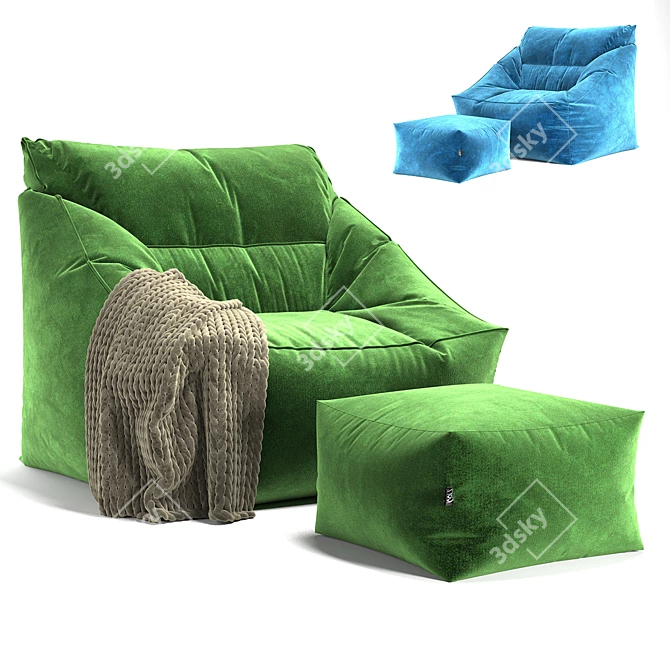 Cozy Comfort: Bean Bag Icon Milano 3D model image 7