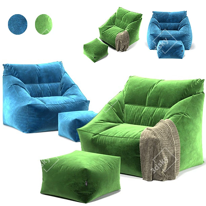 Cozy Comfort: Bean Bag Icon Milano 3D model image 8