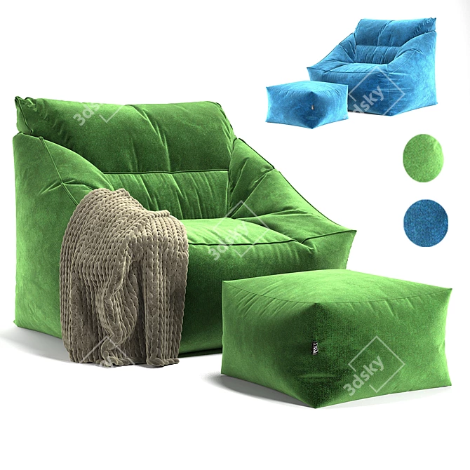 Cozy Comfort: Bean Bag Icon Milano 3D model image 14