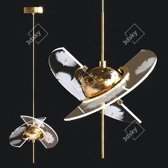 Elegant Wing Chandelier 3D model image 1