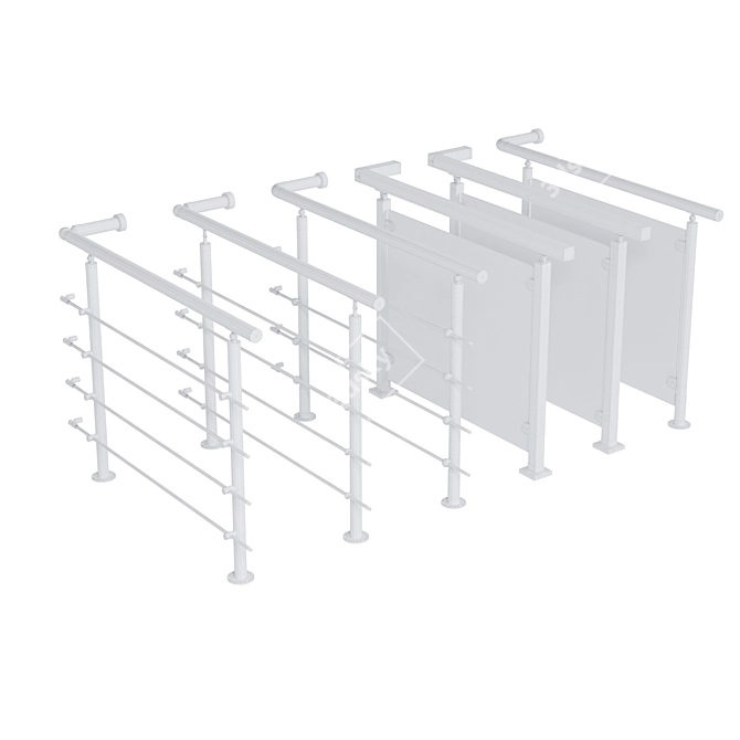 Sleek Stainless Steel Railing 3D model image 5