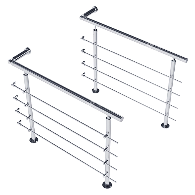 Sleek Stainless Steel Railing 3D model image 7