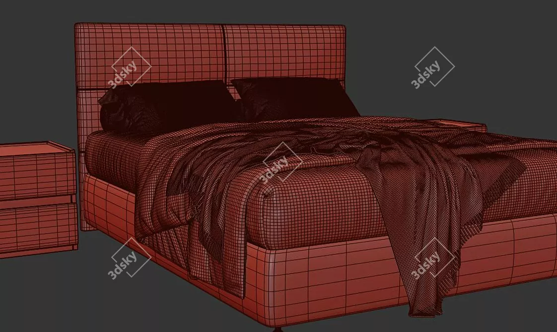Elegant Queen Bed Orlando by Askona 3D model image 4