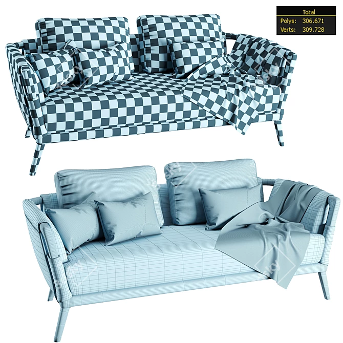 Elegant Gaudi Sofa: Ultimate Comfort & Style 3D model image 4