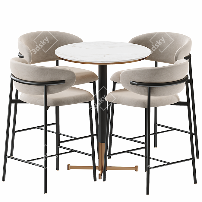 Elegant Oleandro Metal Bar Table: Perfect for Stylish Spaces 3D model image 2