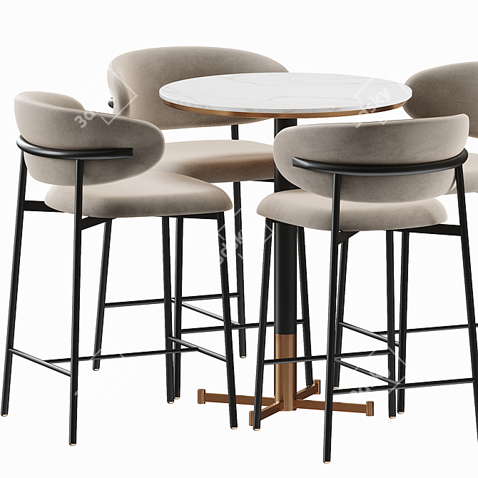 Elegant Oleandro Metal Bar Table: Perfect for Stylish Spaces 3D model image 3