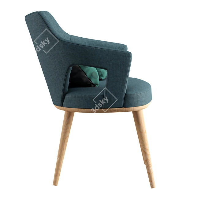 Elegant Oak Dining Chair 3D model image 6