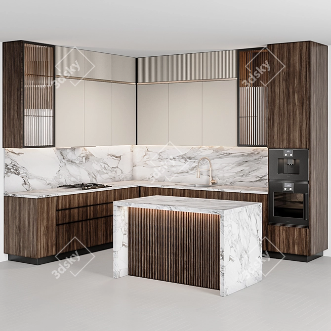 Customizable Modern Kitchen 3D model image 1