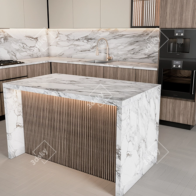 Customizable Modern Kitchen 3D model image 8